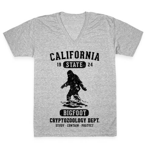 California Bigfoot Cryptozoology V-Neck Tee Shirt