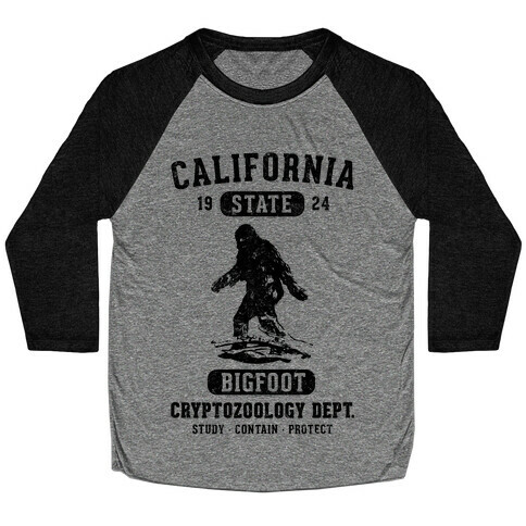 California Bigfoot Cryptozoology Baseball Tee
