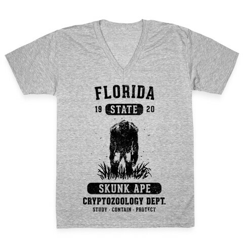 Florida Skunk Ape Cryptozoology V-Neck Tee Shirt