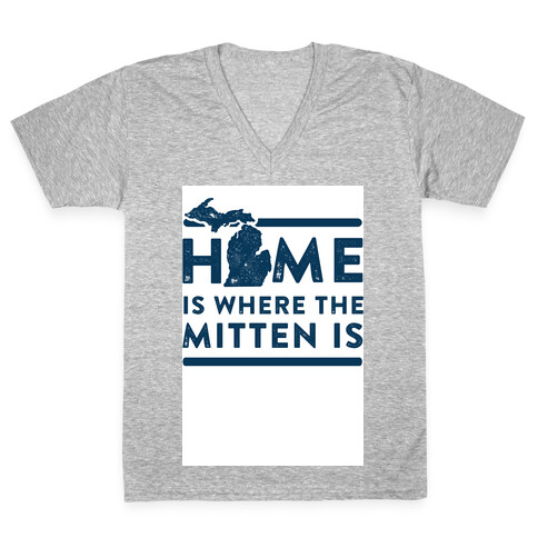 Home Is Where the Mitten Is V-Neck Tee Shirt