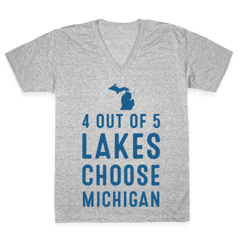 4 Out of 5 Lakes Choose Michigan V-Neck Tee Shirt