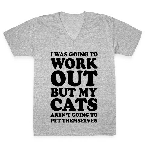 I Was Going To Workout But My Cats Aren't Going To Pet Themselves V-Neck Tee Shirt