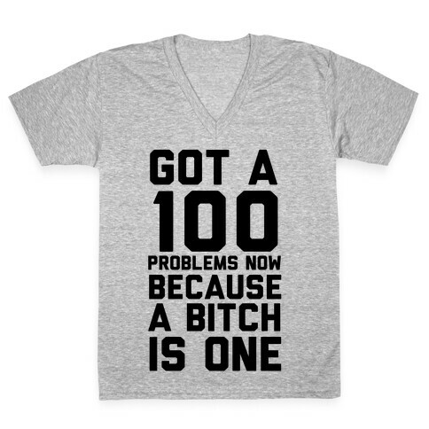 Got 100 Problems Now Because a Bitch is One V-Neck Tee Shirt