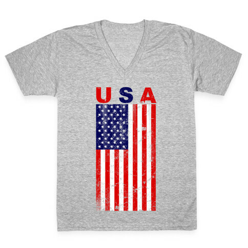 USA Flag V-Neck Tee Shirt