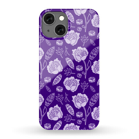 Floral and Leaves Pattern (Purple) Phone Case
