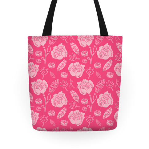 Floral and Leaves Pattern (Pink) Tote