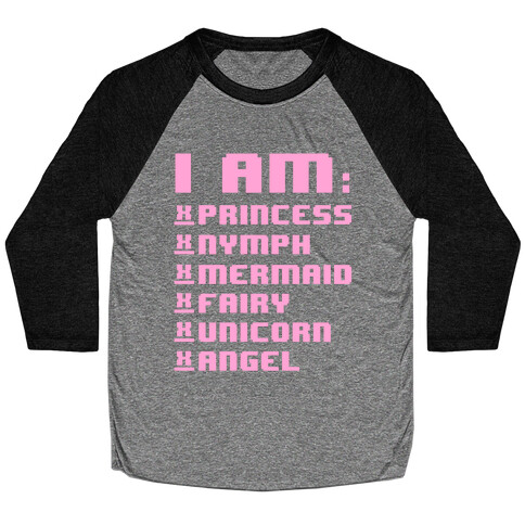 Princess Nymph Mermaid Fairy Unicorn Angel Baseball Tee