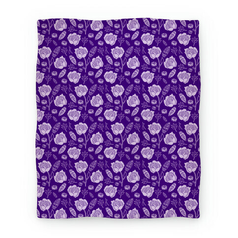 Floral and Leaves Pattern (Purple) Blanket