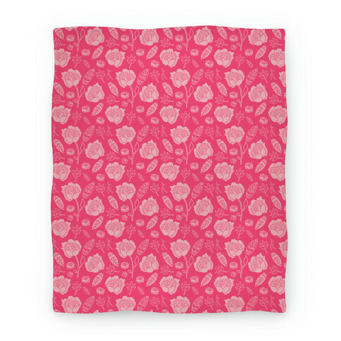 Floral and Leaves Pattern (Pink) Blanket