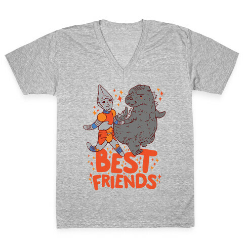 Best Friends Jet Jaguar & Godzilla V-Neck Tee Shirt