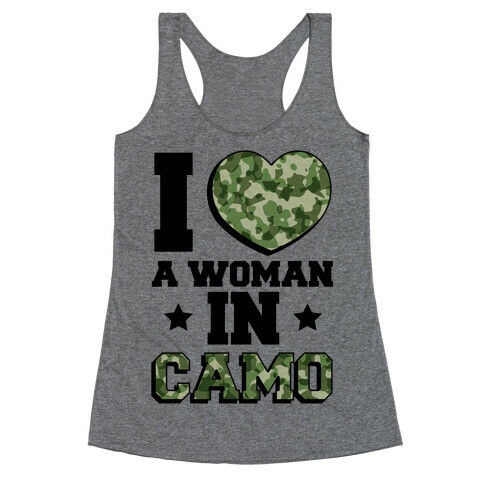 I Love A Woman In Camo Racerback Tank Top