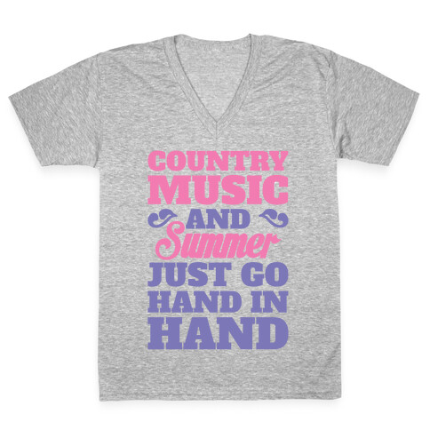 Country Music and Summer V-Neck Tee Shirt