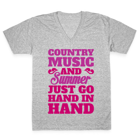 Country Music and Summer V-Neck Tee Shirt