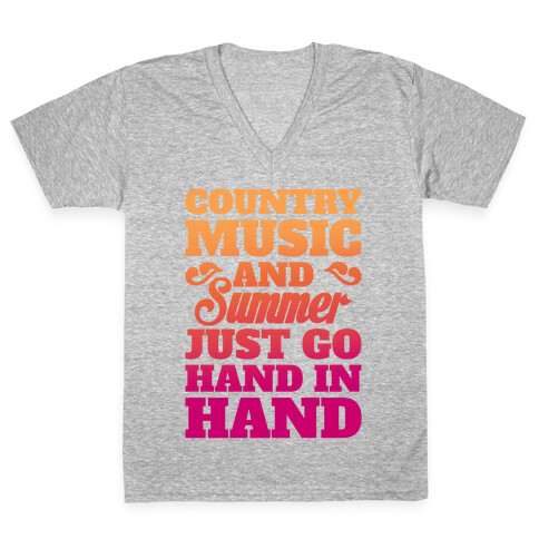 Country Music and Summer V-Neck Tee Shirt