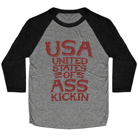 United States of Ass Kickin Baseball Tee