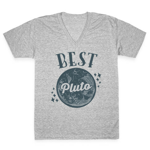 Best Friends Pluto & Charon (Pluto Half) V-Neck Tee Shirt
