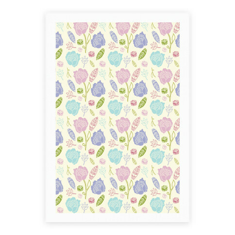 Floral and Leaves Pattern Poster