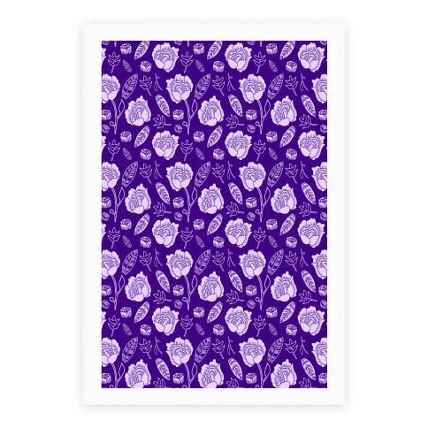 Floral and Leaves Pattern (Purple) Poster