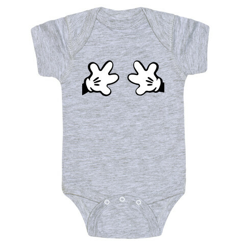 Cartoon Mouse Hands Joke Baby One-Piece