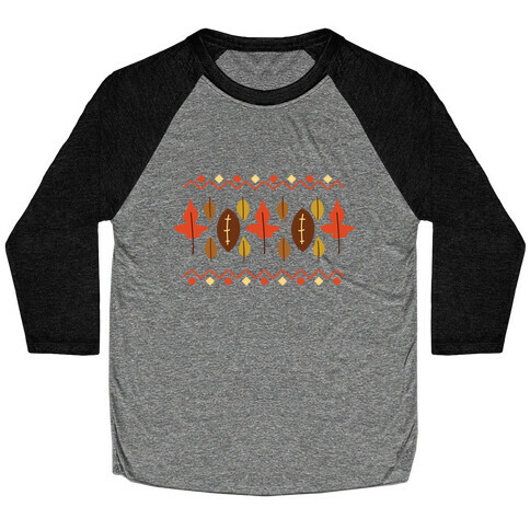 Football Fall Pattern Baseball Tee