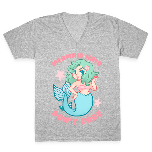 Mermaid Hair Don't Care V-Neck Tee Shirt