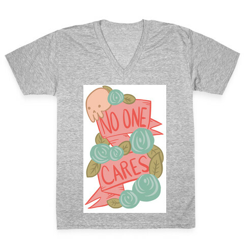 No One Cares V-Neck Tee Shirt