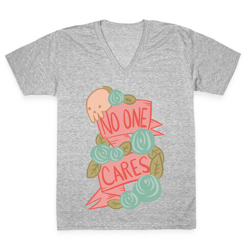 No One Cares V-Neck Tee Shirt