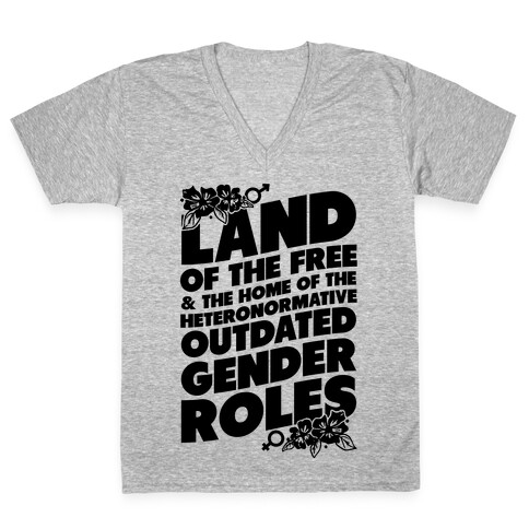 Land of the Free and Home of the Outdated Gender Roles V-Neck Tee Shirt