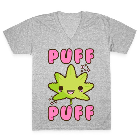 Puff Puff The Kawaii Pot Leaf V-Neck Tee Shirt