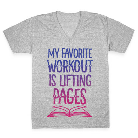 My Favorite Workout is Lifting Pages V-Neck Tee Shirt