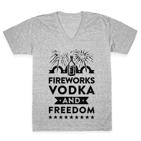 Fireworks Vodka and Freedom V-Neck Tee Shirt