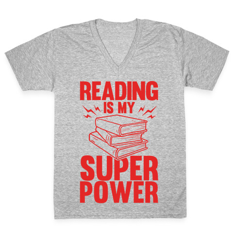 Reading Is My Super Power V-Neck Tee Shirt