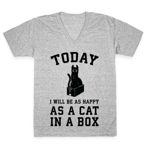 Today I Will Be As Happy As A Cat In A Box V-Neck Tee Shirt