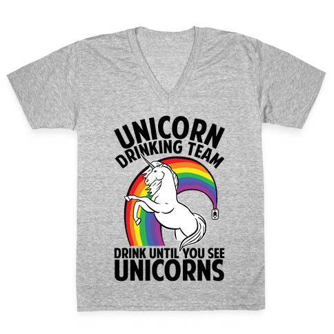 Unicorn Drinking Team V-Neck Tee Shirt