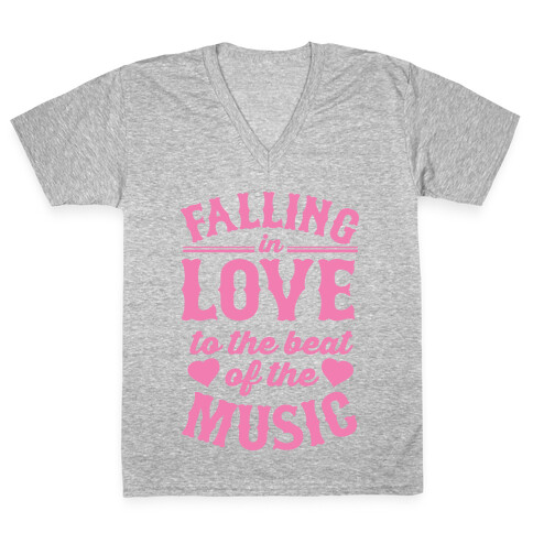 Falling In Love to the Beat of the Music V-Neck Tee Shirt