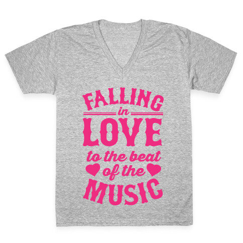 Falling In Love to the Beat of the Music V-Neck Tee Shirt