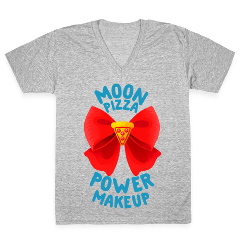 Moon Pizza Power Makeup! V-Neck Tee Shirt