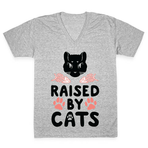 Raised By Cats V-Neck Tee Shirt