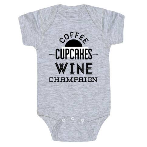 Coffee Cupcakes Wine Champaign Baby One-Piece