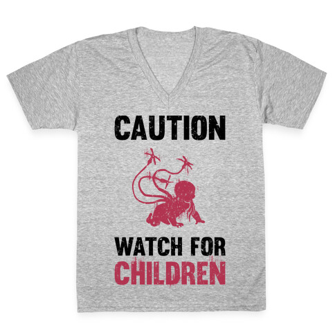 Caution Watch For Children V-Neck Tee Shirt