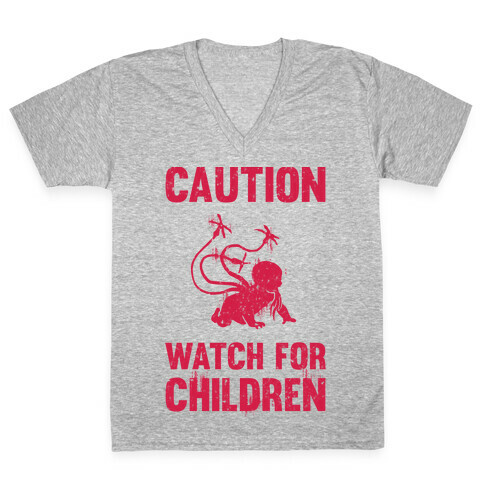 Caution Watch For Children V-Neck Tee Shirt