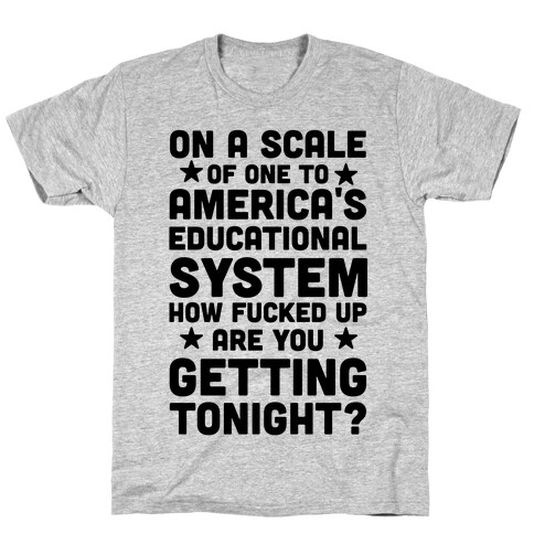 On a Scale of One to America's Educational System How F***ed Up Are You Getting Tonight? T-Shirt