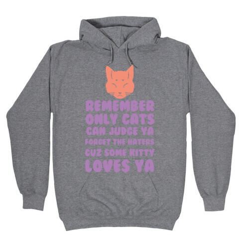 Remember Only Cats Can Judge Ya Forget The Haters Cuz Some Kitty Loves Ya Hooded Sweatshirt