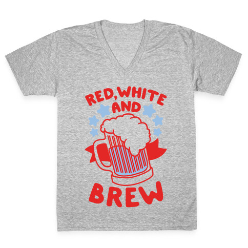 Red, White and Brew V-Neck Tee Shirt