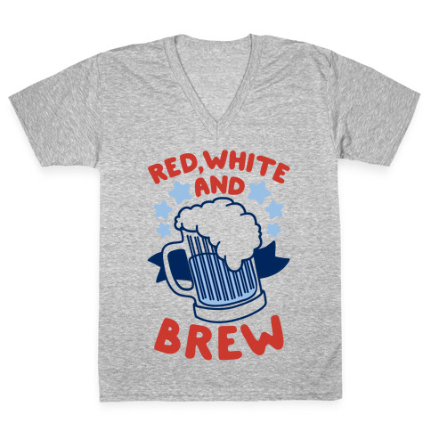 Red, White and Brew V-Neck Tee Shirt