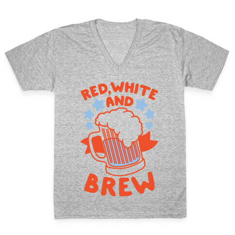 Red, White and Brew V-Neck Tee Shirt