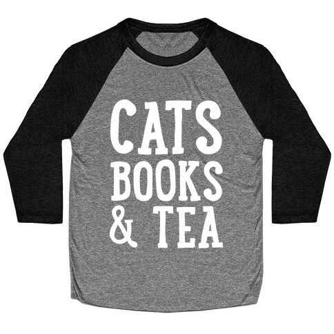 Cats, Books & Tea Baseball Tee