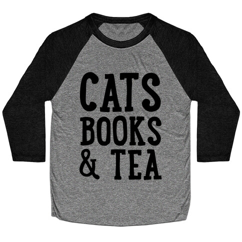 Cats, Books & Tea Baseball Tee
