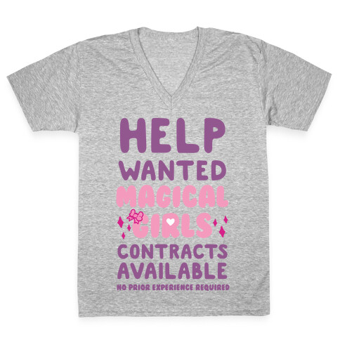 Help Wanted Magical Girls Contracts Available No Prior Experience Requires V-Neck Tee Shirt