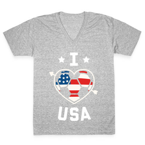 I Love USA (Soccer) V-Neck Tee Shirt